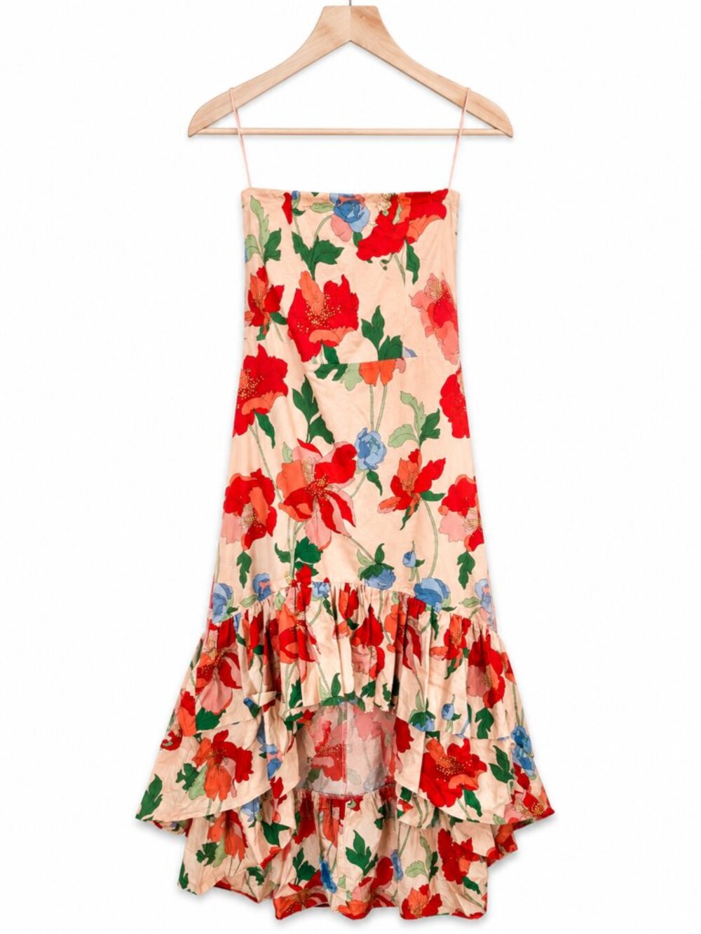 Hyacinth House Floral Ruffle High-Low Maxi Dress